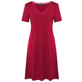 Nice-forever Summer Women Classy Lace Patchwork Plain Day Dresses Casual Shift Dress