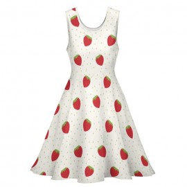 Fresh Strawberry Fields Dress Sweet Day Hot Dresses Elastic Teen Printed One-Piece Dress