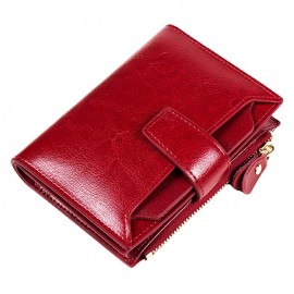 2022 Genuine Leather Retro Oil Wax Cowhide Fashion Girls Wallet
